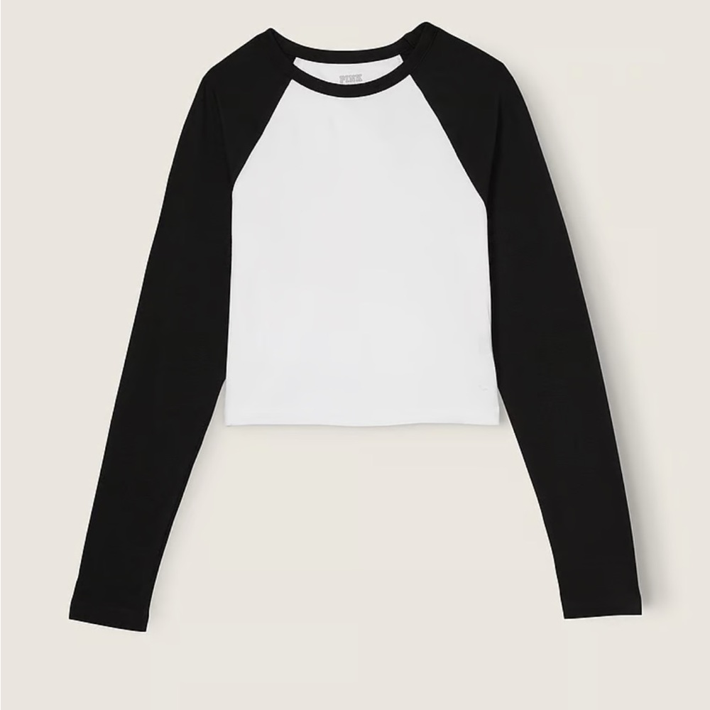 NWT Victoria's Secret Pink Cropped Long-sleeve Raglan Top